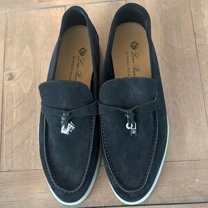 Loro Piana Black Loafers Slip-On Shoes Brand New